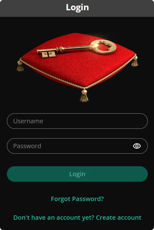 Example of bCasino login form